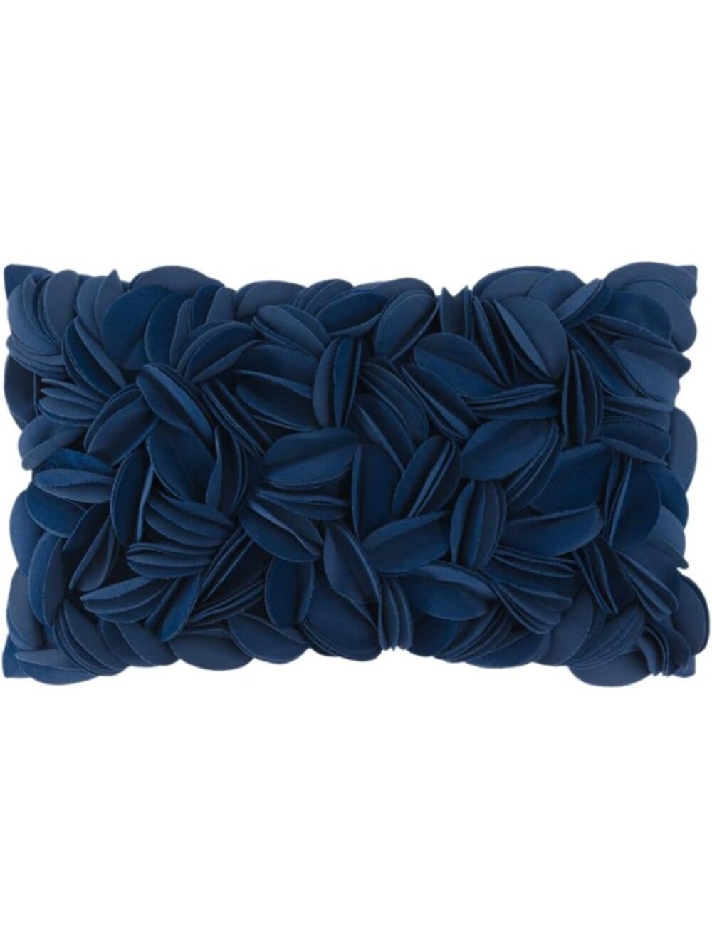 Handmade 3D Flower Throw Pillow Cover, 12x20 Inch, Navy Blue Decorative Accent